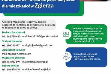 Koronawirus (COVID-19) - wsparcie psychologiczne dla mieszkańców Zgierza